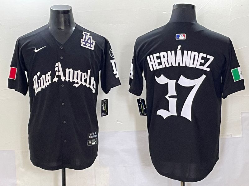 Men 2025 Los Angeles Dodgers #37 Hernandez Black Five generations Joint Name Nike MLB Jersey style 62310->los angeles dodgers->MLB Jersey